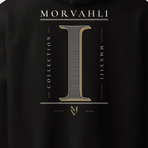 Numeral Hoodie in black, detail